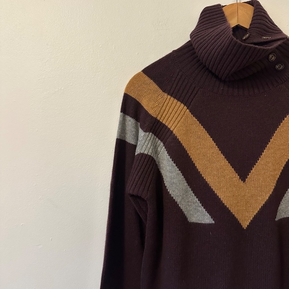 Alps & Meters Women's Ski Race Knit Wool-Cashmere Top in Maroon | Size Large - Picture 3 of 9